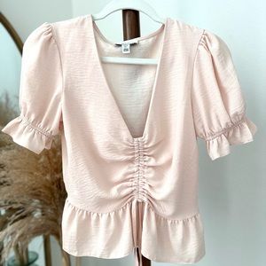 TOPSHOP women cream puff sleeve blouse size US 2